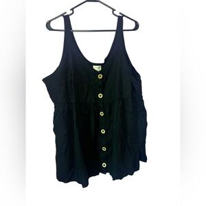 Terra&Sky Womens Black Sleeveless Shirt Size 3x Pull Over/Button Up Loose Fit